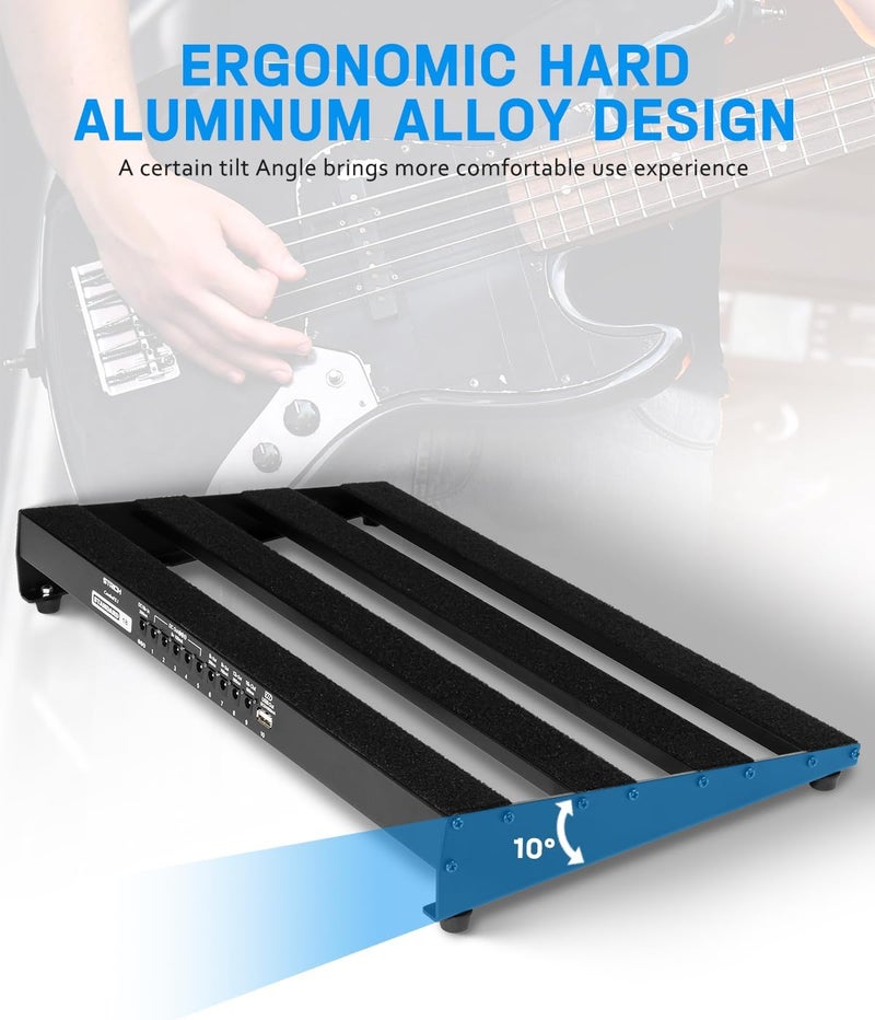 STRICH Guitar Pedal Board with Built-in Power Supply, Pedal Board 18 x 11" Lightweight 2.65lb Aluminum Alloy, PedalBoard with Pedal Cables, Bag, Hook Loop Strips PB-S18 - Image 4